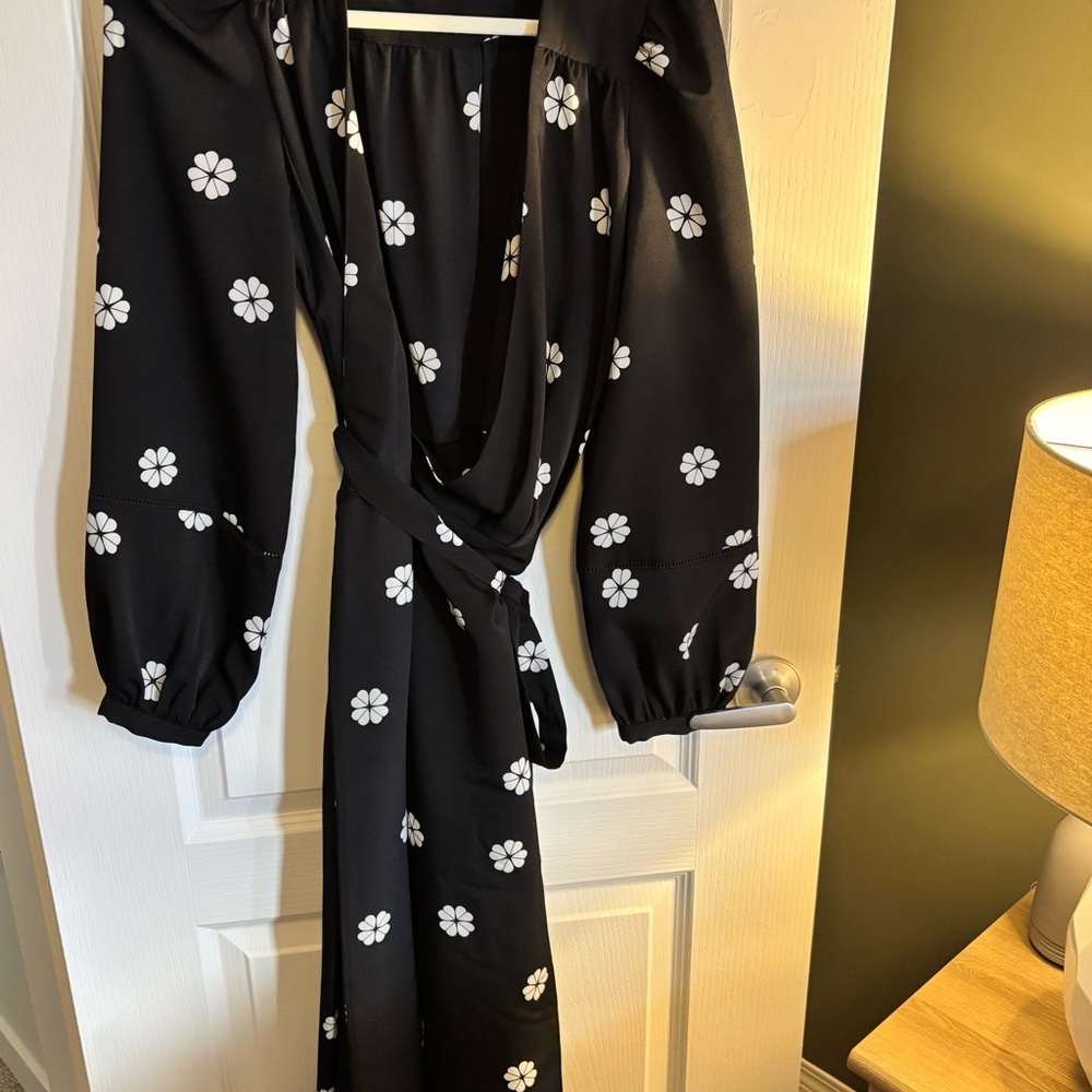 Kate Spade Black Floral Wrap Dress